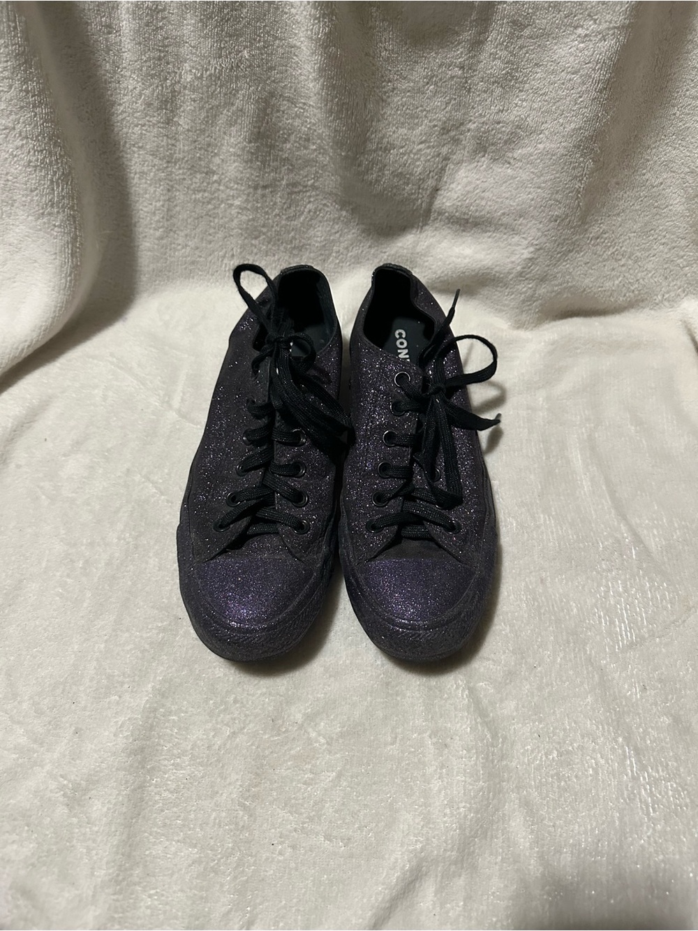 Converse Women's Black Purple Glitter Low-Top Sneakers